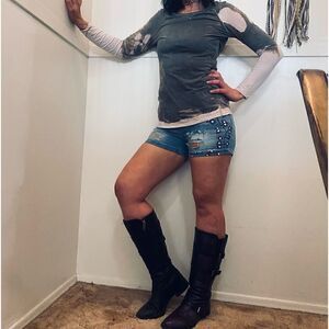 Size 27 Upcycled Custom Bluenotes Upcycled Cherry Blossom Denim Jean Shorts